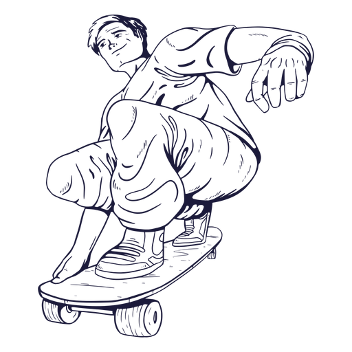 Dibujado a mano personaje patinador
