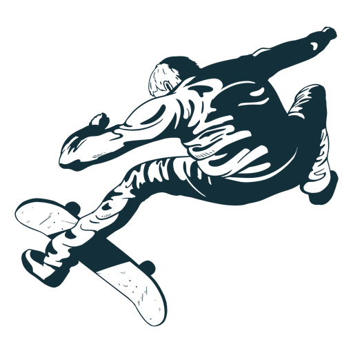 Skater Tricks Charakter schwarz und wei? PNG-Design