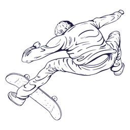 Patinador trucos personaje dibujado a mano Diseño PNG