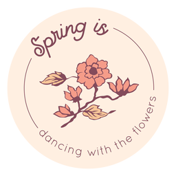 La primavera está bailando con insignia de flores. Diseño PNG