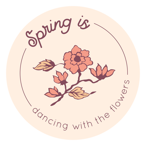 La primavera est? bailando con insignia de flores. Diseño PNG