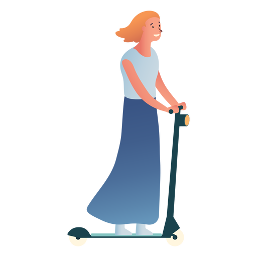 Woman kick scooter character PNG Design