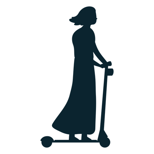 Woman kick scooter silhouette PNG Design