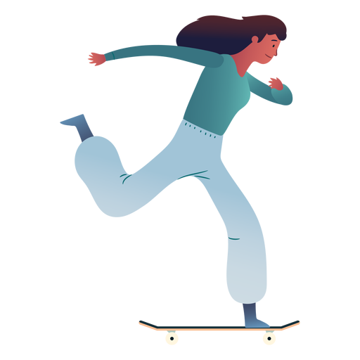 Woman skating character PNG Design