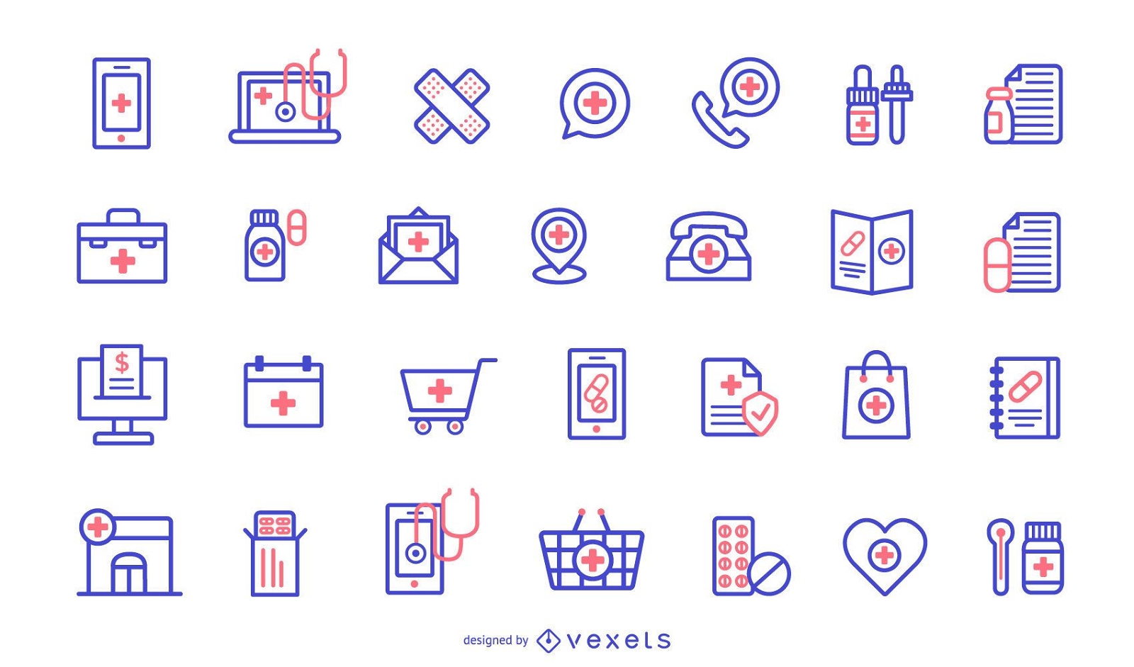 Paquete de diseño de iconos de farmacia