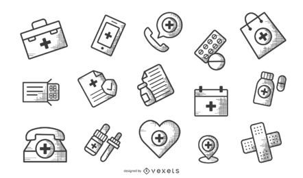 Pharmacy Icons Monochrome Set Pharmacy Icons Monochrome Set
