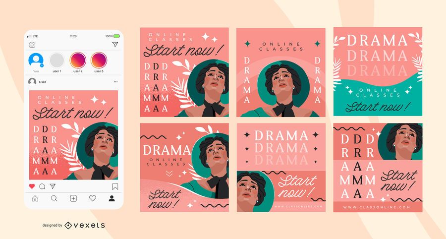 Drama School Square Social Media Banner Pack Drama School Square Social Media Banner Pack