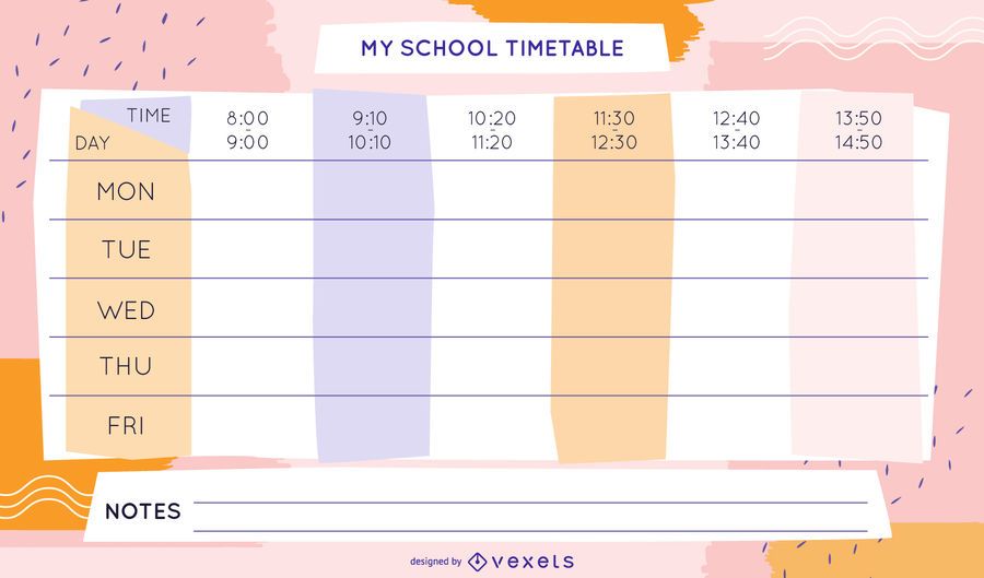 Diseño de plantillas de horarios de la semana escolar Diseño de plantillas de horarios de la semana escolar