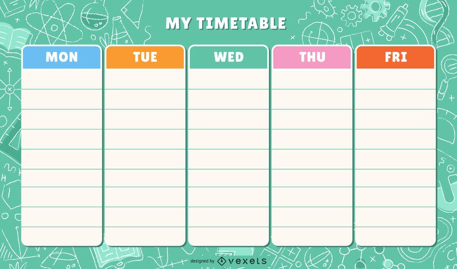 Plantilla de horario colorido escolar Plantilla de horario colorido escolar