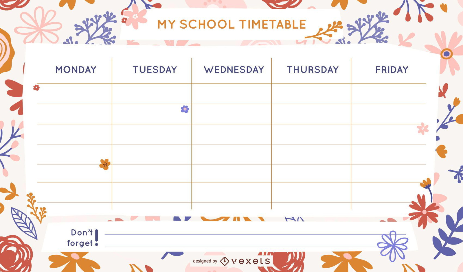 floral-school-timetable-template-vector-download