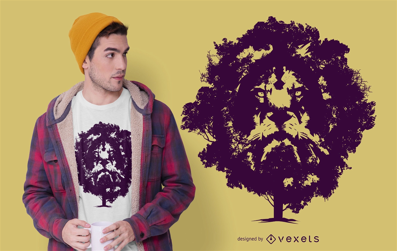 Diseño de camiseta Lion Tree