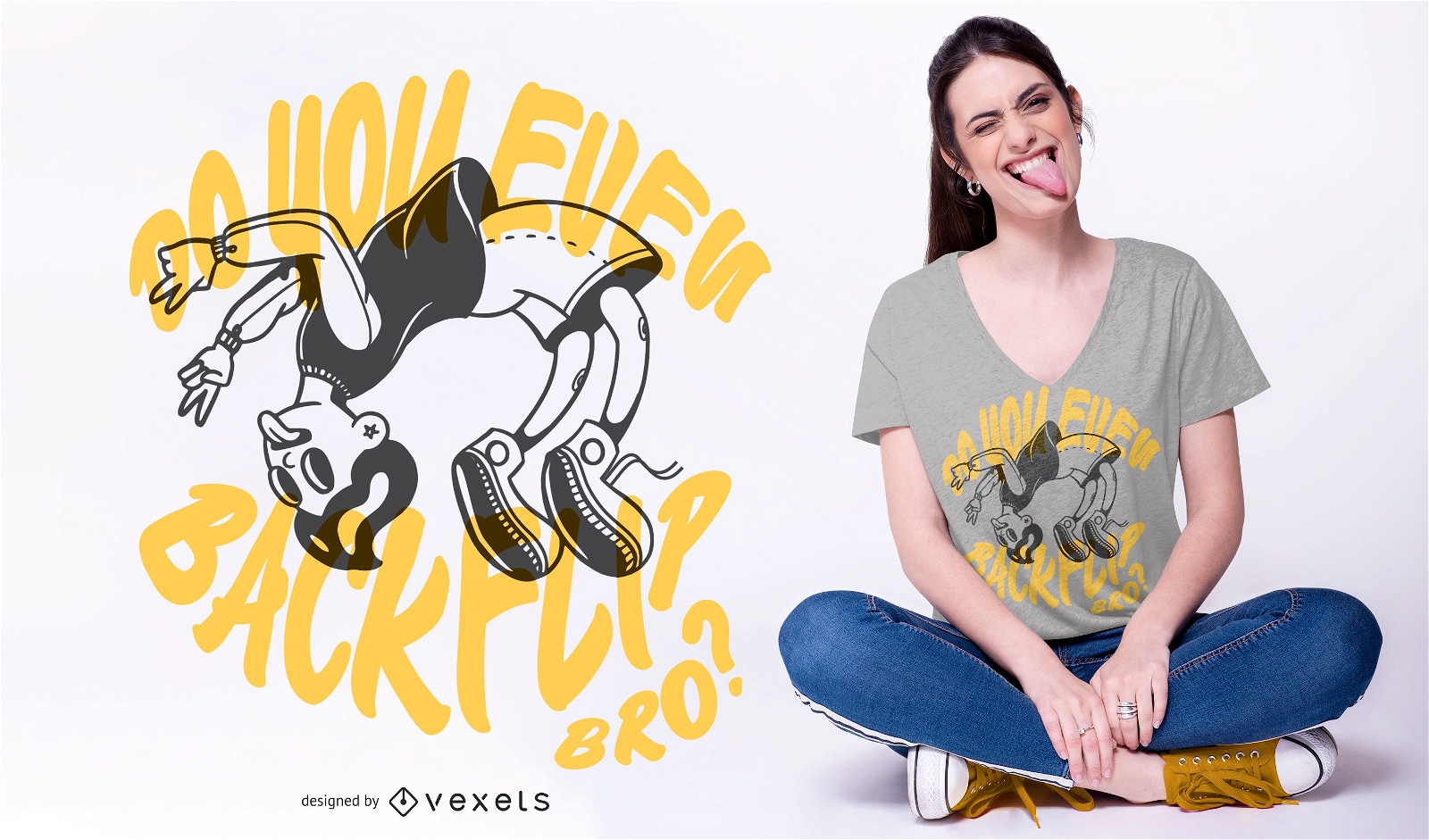 Backflip Cartoon Text T-shirt Design