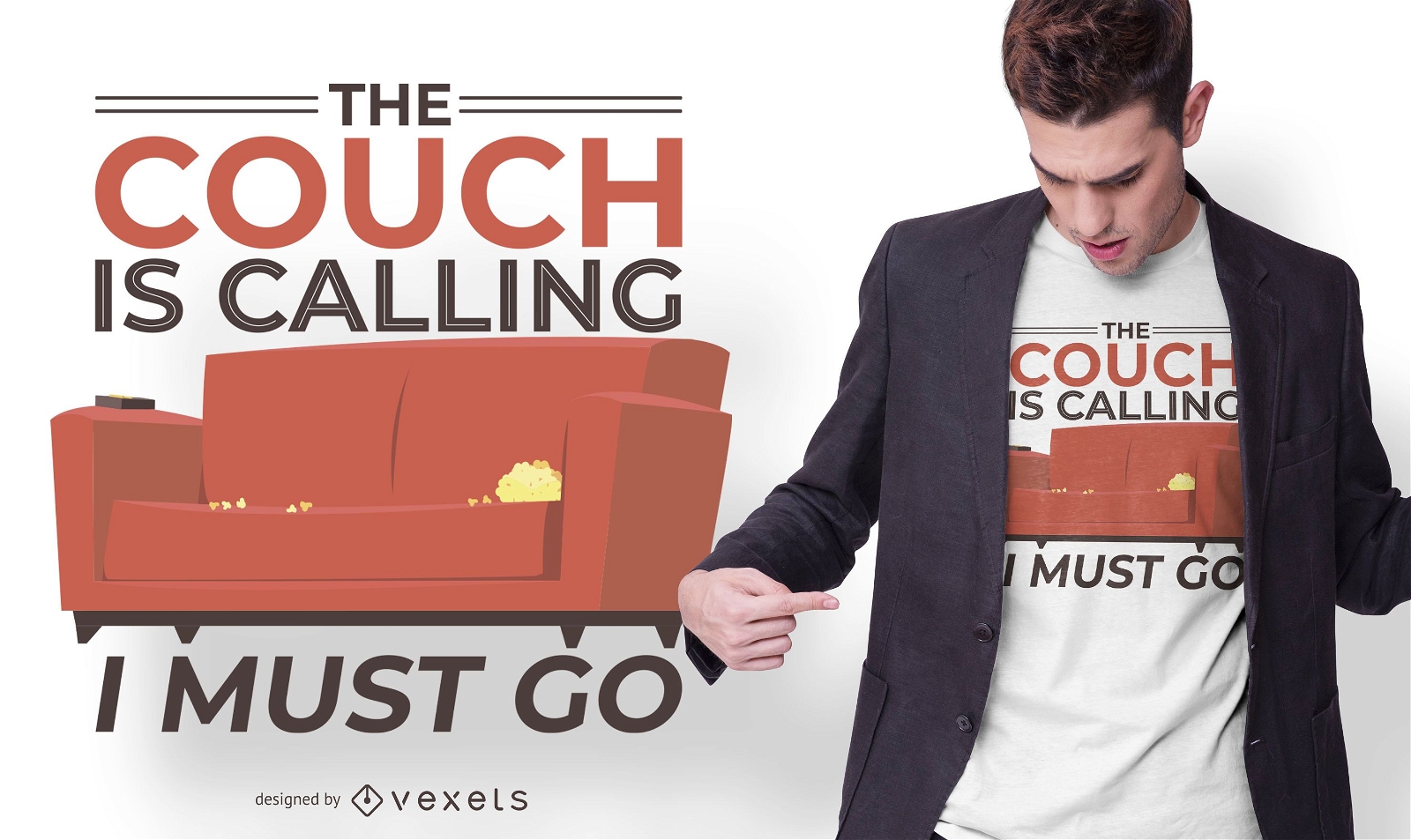 Diseño de camiseta divertida de Couch Calling