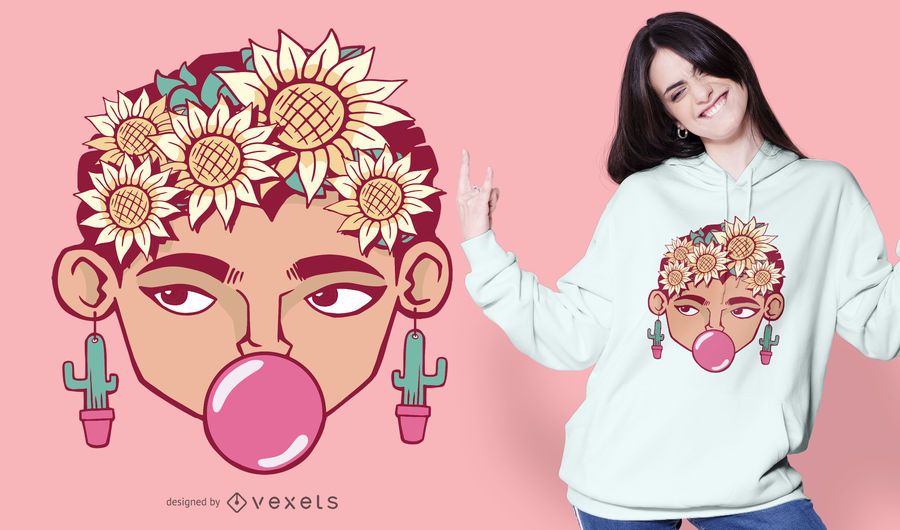 Frida Cartoon T-shirt Design Frida Cartoon T-shirt Design