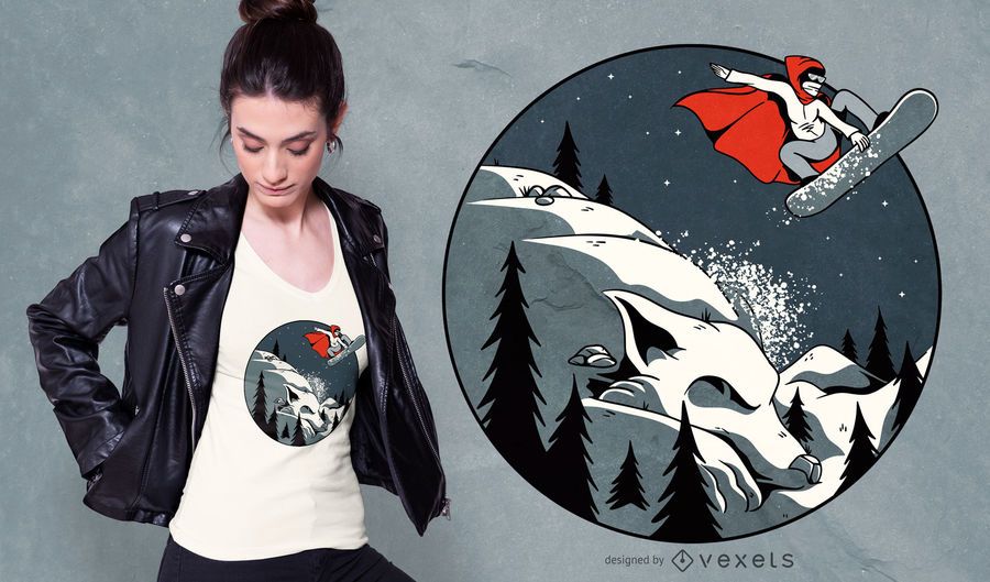 Red Hood Snowboard T-shirt Design Red Hood Snowboard T-shirt Design