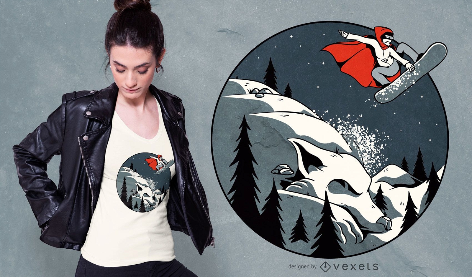 Design de camiseta de snowboard Red Hood