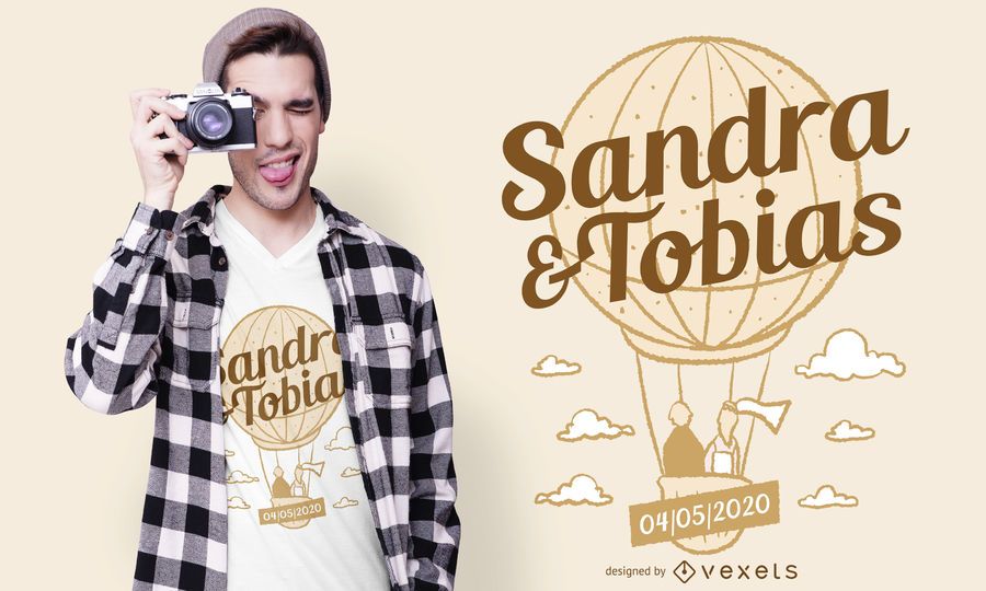Wedding Air Balloon T-shirt Design Wedding Air Balloon T-shirt Design