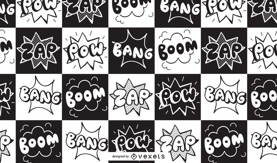Diseño de patrón de cómic Boom Zap Diseño de patrón de cómic Boom Zap