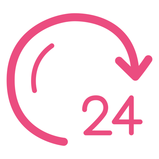 24 hours clock icon stroke pink PNG Design