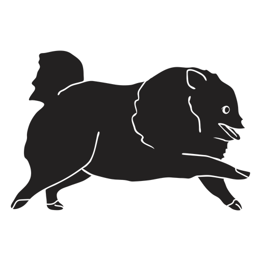 Pomeranian dog running black PNG Design