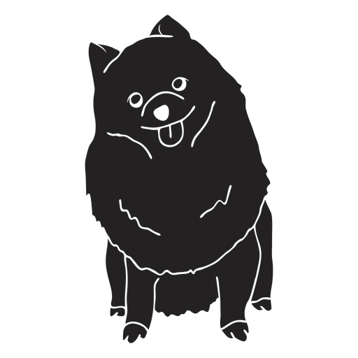 Pomeranian dog sitting black PNG Design