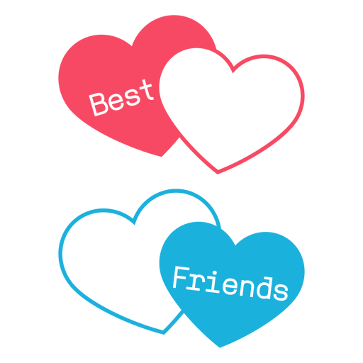 Beste Freunde rosa und blaue Herzen PNG-Design