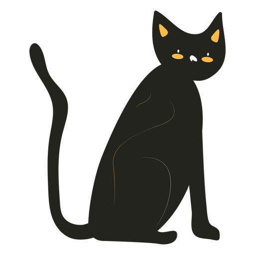 Black cat flat - Transparent PNG & SVG vector file