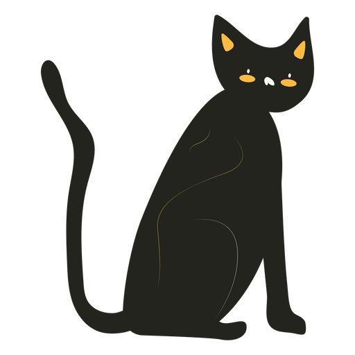 Gato negro plano Diseño PNG
