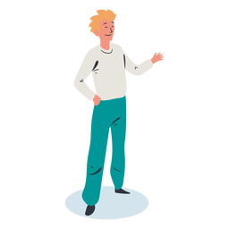 Homem loiro cumprimentando personagem isométrica Desenho PNG
