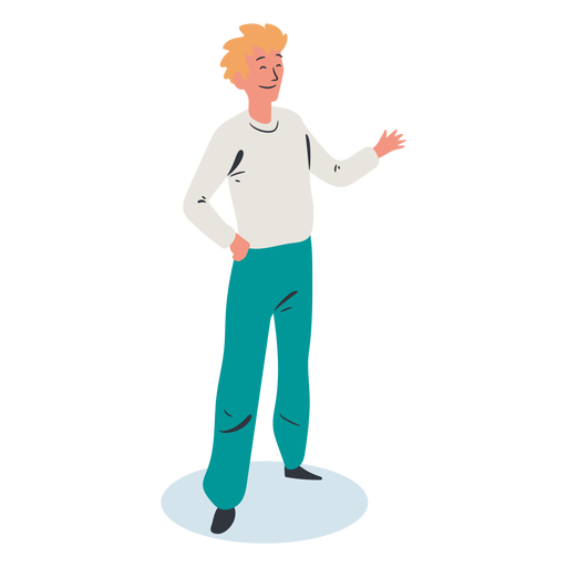 Blonde man greeting character isometric PNG Design