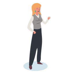 Mulher loira personagem isométrica Desenho PNG