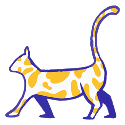 Blue And Yellow Cat Hand Drawn PNG & SVG Design For T-Shirts