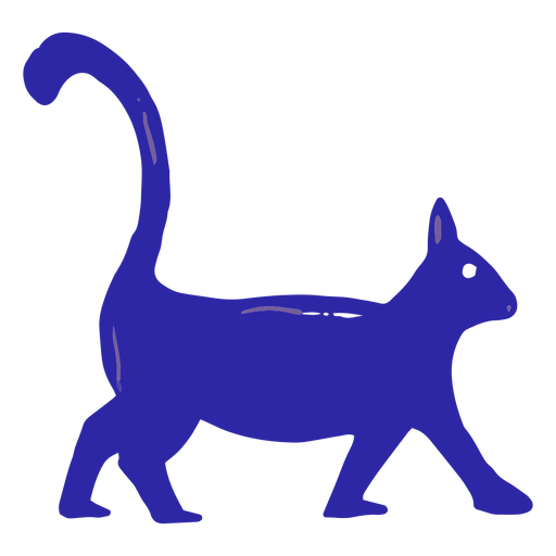 Dibujado a mano gato azul caminando Diseño PNG