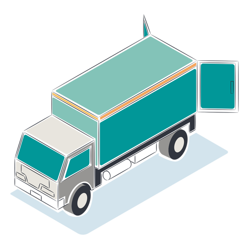 Caminhão azul isométrico Desenho PNG