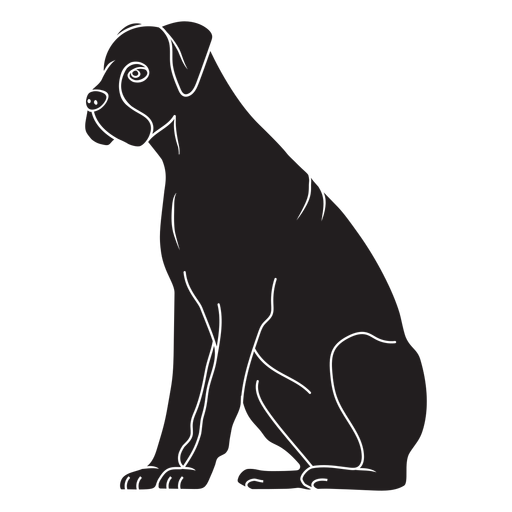 Boxerhund sitzt schwarz PNG-Design