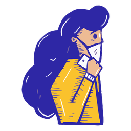 Covid19 garota desenhada à mão Desenho PNG