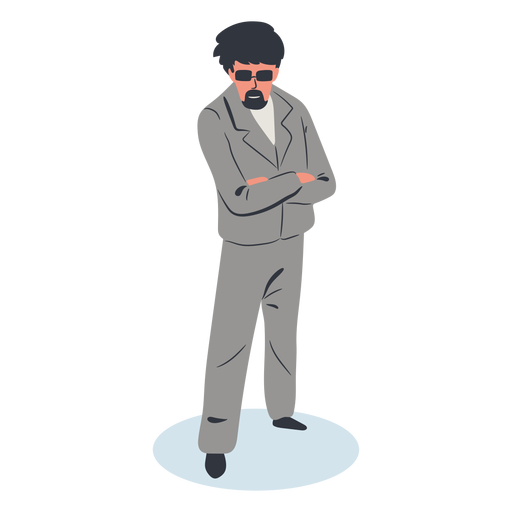 Crossed arms man character isometric PNG Design