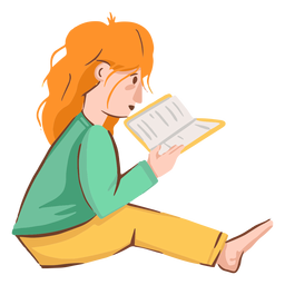 Girl reading book character PNG Design