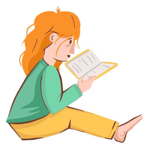 Mädchen das Buchcharakter liest PNG-Design