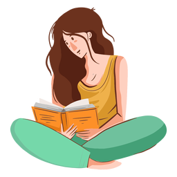 Personaje de lectura de niña Diseño PNG