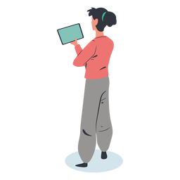 Girl tablet character isometric PNG Design Transparent PNG