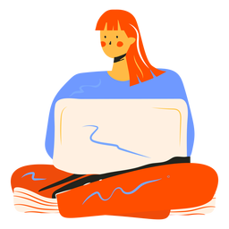 Girl with computer character PNG Design