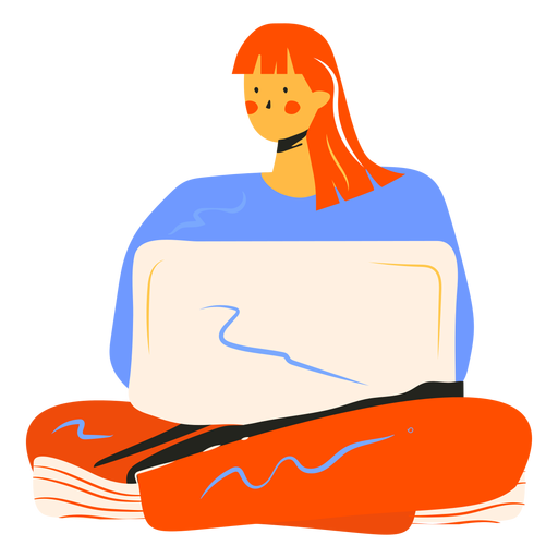 Girl with computer character PNG Design