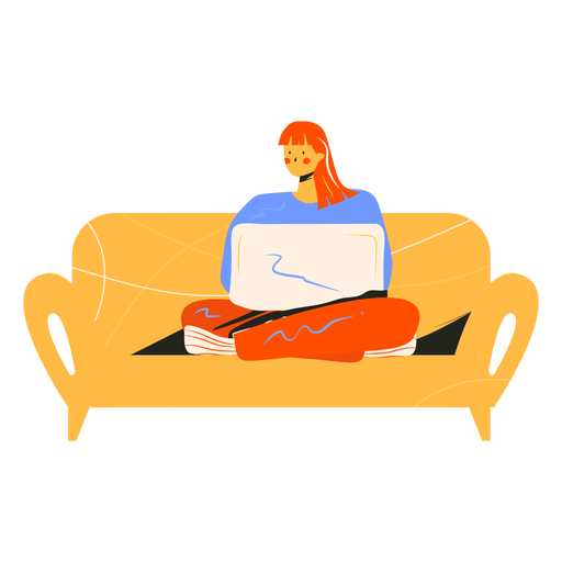 Download Girl with computer couch character - Transparent PNG & SVG ...