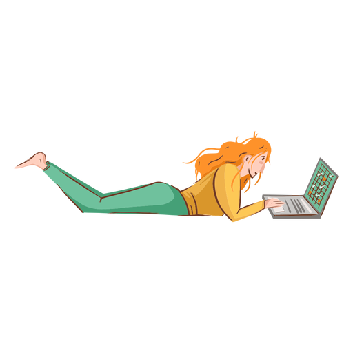 Girl with laptop character PNG Design