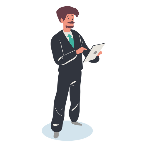 Guy tablet character isometric PNG Design