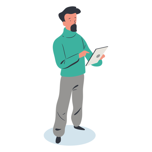 Guy with tablet character isometric PNG Design
