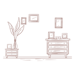 Wohnzimmerrahmen handgezeichnet PNG-Design