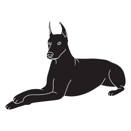 Dobermann Hund schwarz liegen PNG-Design