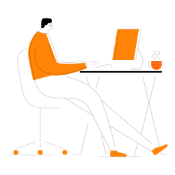 Homem com personagem de computador Desenho PNG